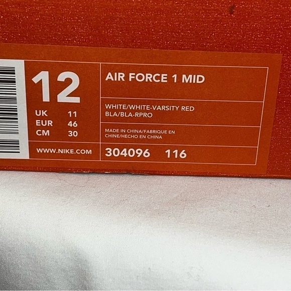 NEW Vintage Men’s 2002 Nike Air Force 1 Mid OG Size 12 White Varsity Red - Picture 13 of 14